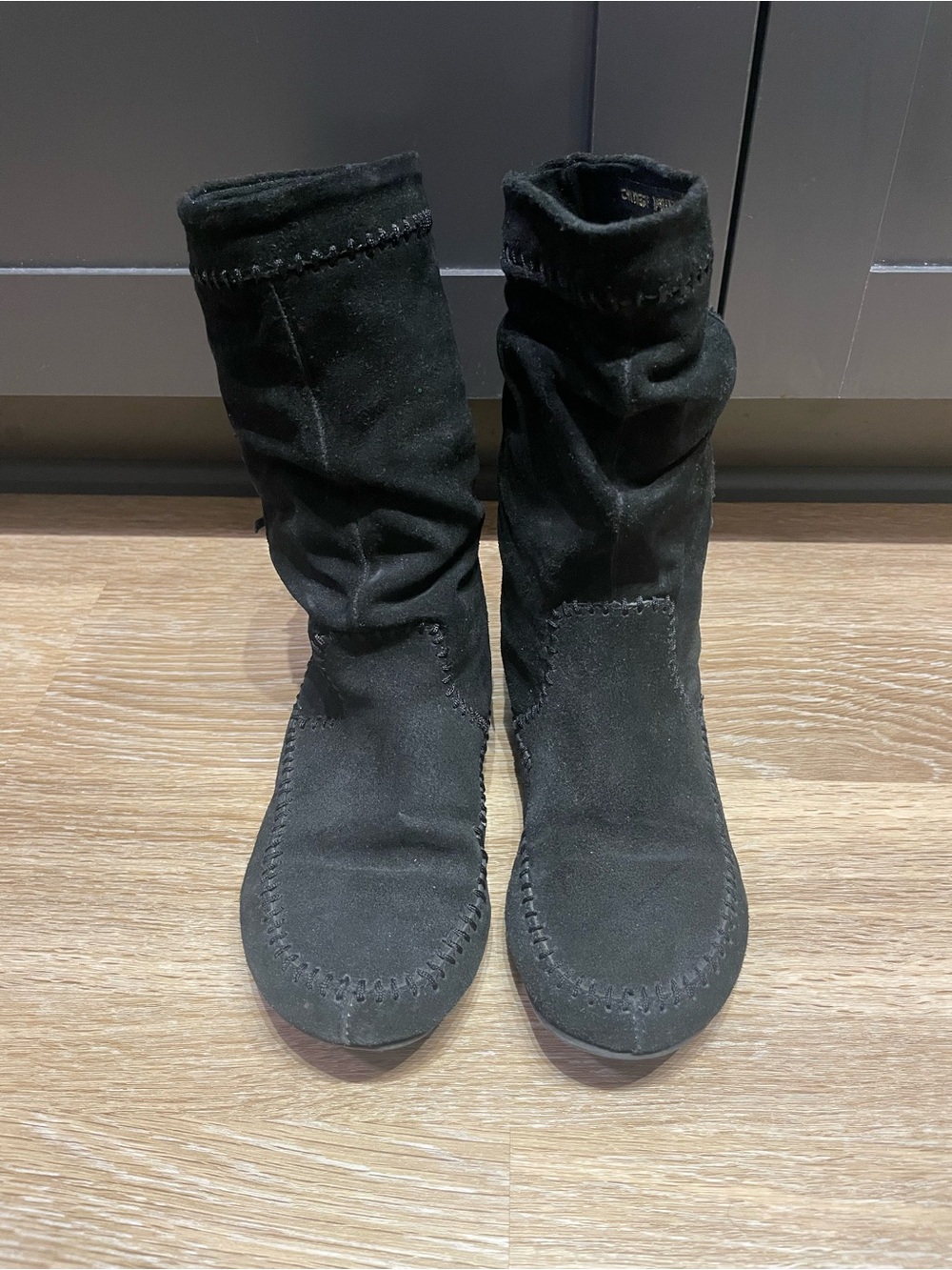 Chinese Laundry Black Moccasin Calf High Boots - No Size Label